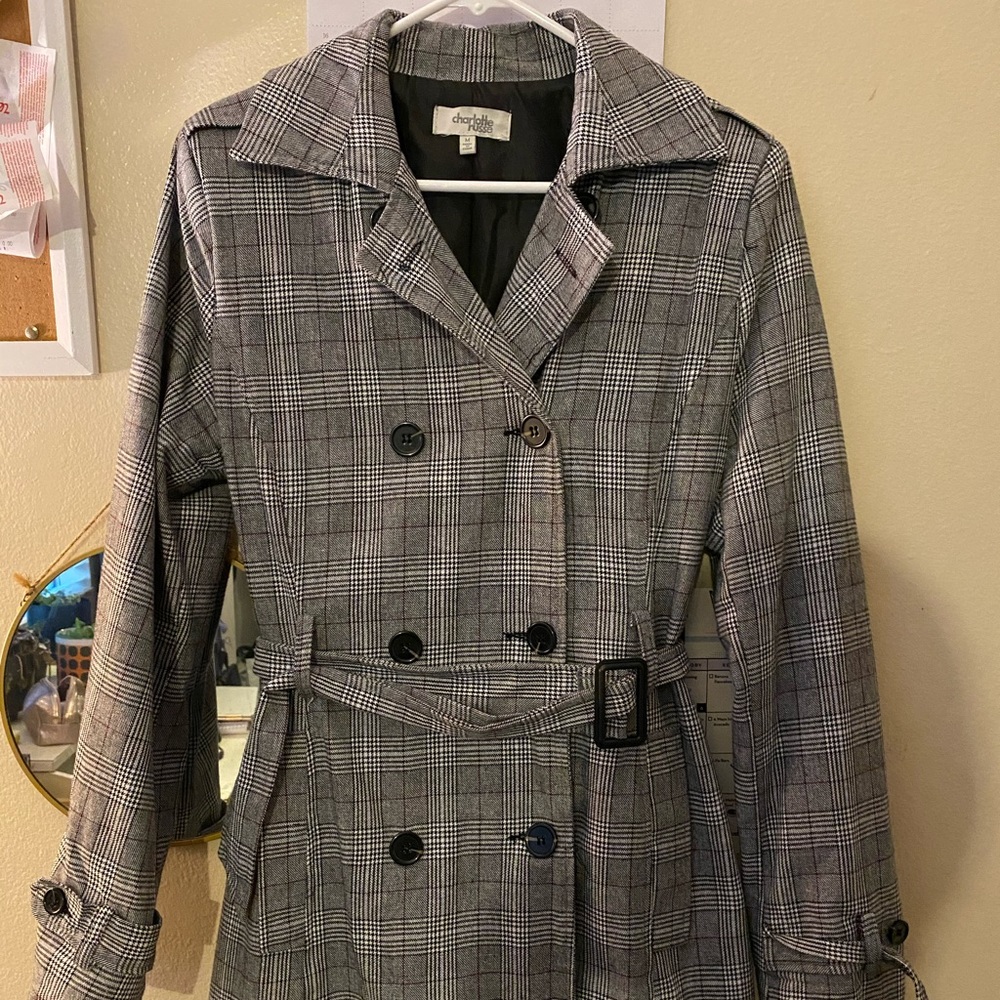 Plaid Peacoat Jacket Trench coat